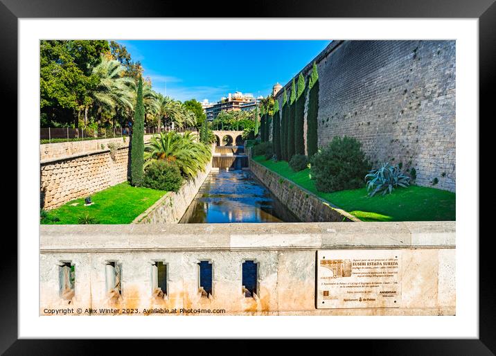 Historic canal in Palma de Majorca Framed Mounted Print by Alex Winter