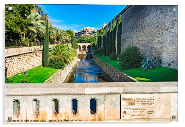 Historic canal in Palma de Majorca Acrylic by Alex Winter