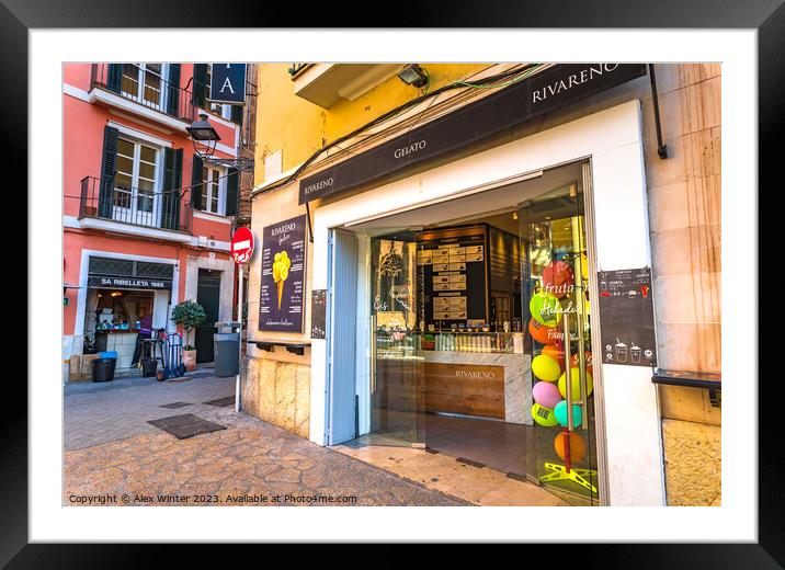 Ice cream shop Rivareno in Palma de Majorca Framed Mounted Print by Alex Winter