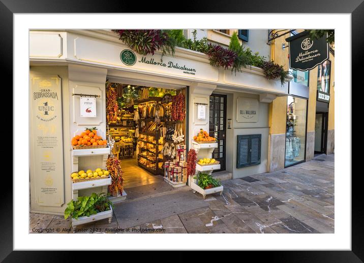 Mallorca Delicatessen gourmet food store Framed Mounted Print by Alex Winter