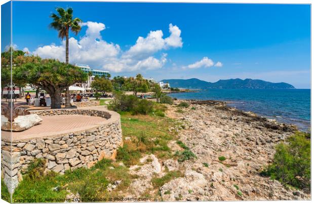 Seaside view of tourist resort in Cala Millor Canvas Print by Alex Winter