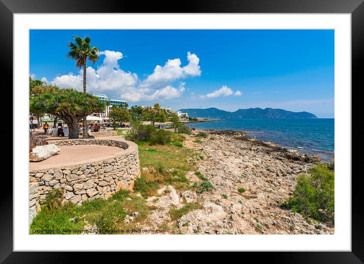 Seaside view of tourist resort in Cala Millor Framed Mounted Print by Alex Winter
