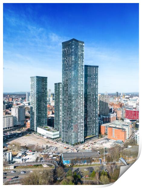 Manchester Skyscrapers Print by Apollo Aerial Photography