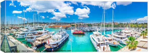 Yachts boats at marina port of Palma de Majorca Canvas Print by Alex Winter
