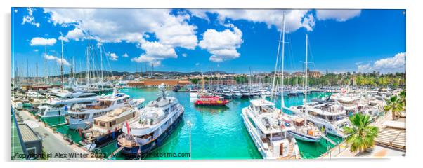 Yachts boats at marina port of Palma de Majorca Acrylic by Alex Winter