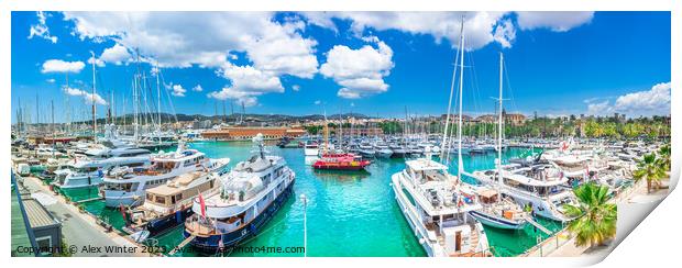 Yachts boats at marina port of Palma de Majorca Print by Alex Winter