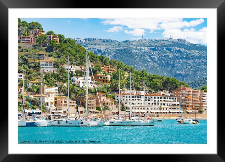 Sailing yachts boats at coast of Port de Soller on Framed Mounted Print by Alex Winter