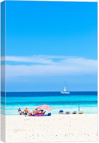 Tourists at beautiful sand beach of seaside at tou Canvas Print by Alex Winter