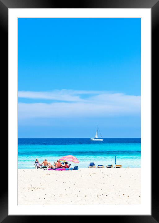 Tourists at beautiful sand beach of seaside at tou Framed Mounted Print by Alex Winter