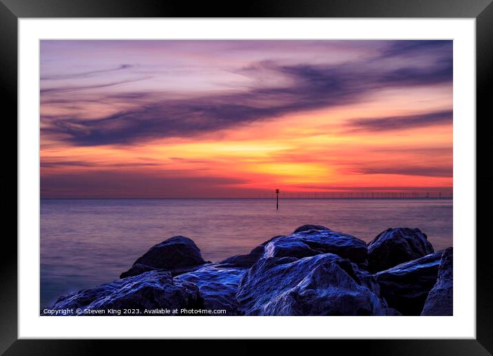 Serene Sunrise Over Withernsea Rocks Framed Mounted Print by Steven King