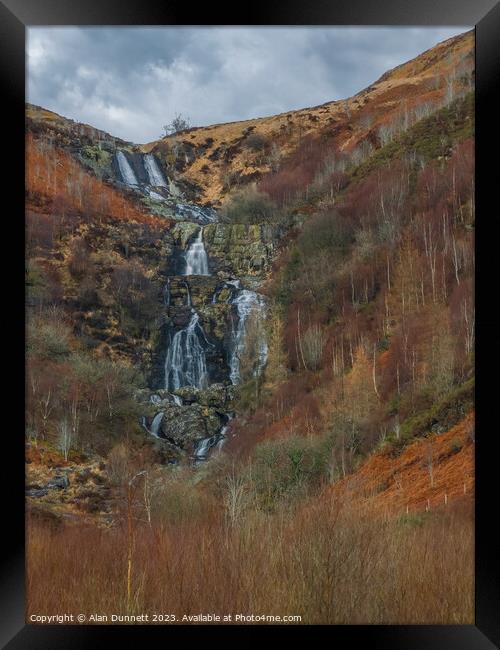 Pistyll Rhyd-y-meinciau (Rhiwargor Waterfalls) Framed Print by Alan Dunnett