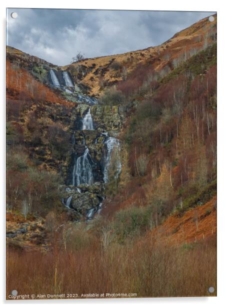 Pistyll Rhyd-y-meinciau (Rhiwargor Waterfalls) Acrylic by Alan Dunnett