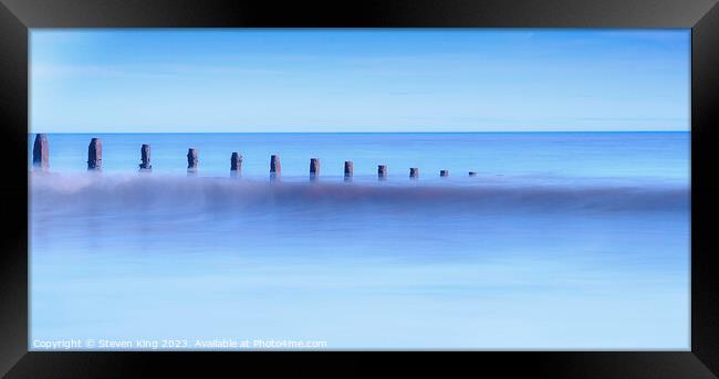 Serene Groyns at Hornsea Beach Framed Print by Steven King