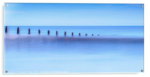 Serene Groyns at Hornsea Beach Acrylic by Steven King