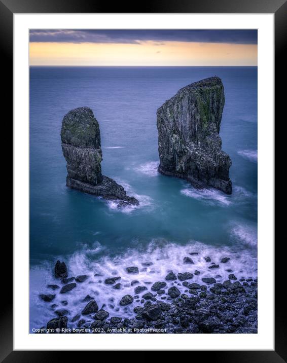 Majestic Elegug Stacks Framed Mounted Print by Rick Bowden
