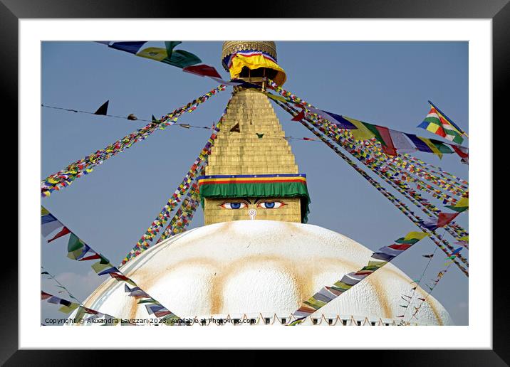 The Tibetan stupa in Bodnath, Nepal Framed Mounted Print by Alexandra Lavizzari