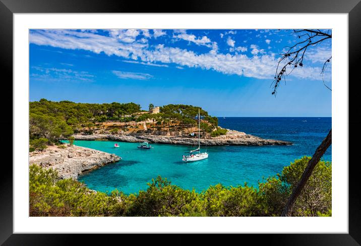 Bay with boats on Majorca island Framed Mounted Print by Alex Winter