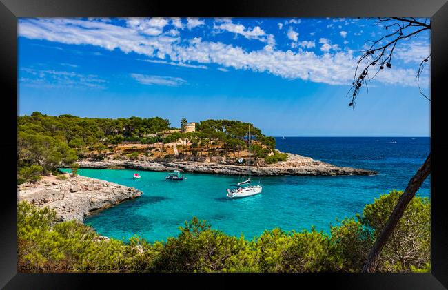 Bay with boats on Majorca island Framed Print by Alex Winter