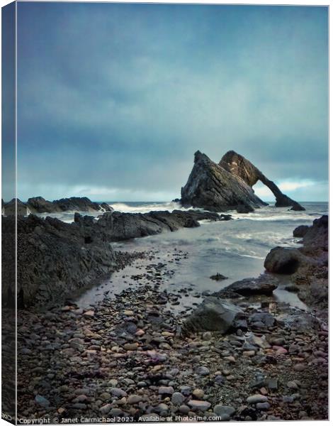 Stormy Seas at Bowfiddle Rock Canvas Print by Janet Carmichael