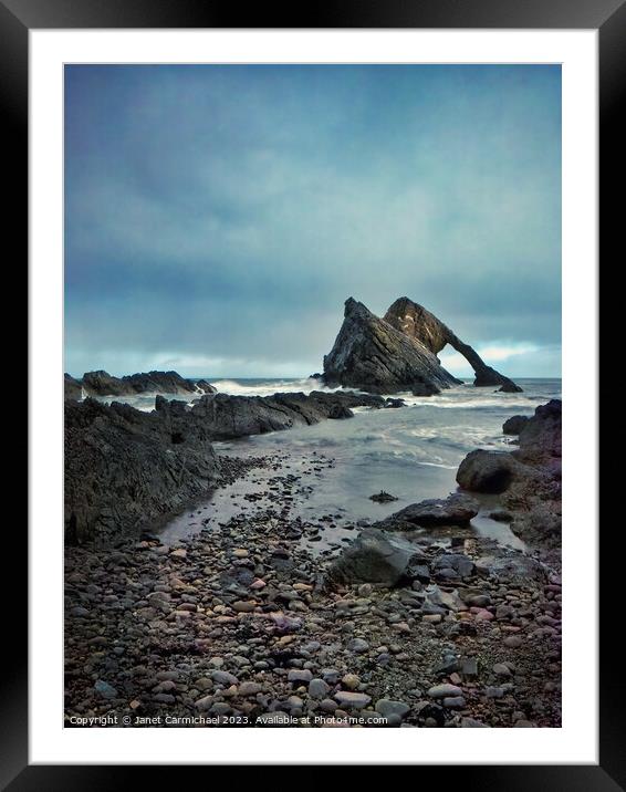 Stormy Seas at Bowfiddle Rock Framed Mounted Print by Janet Carmichael