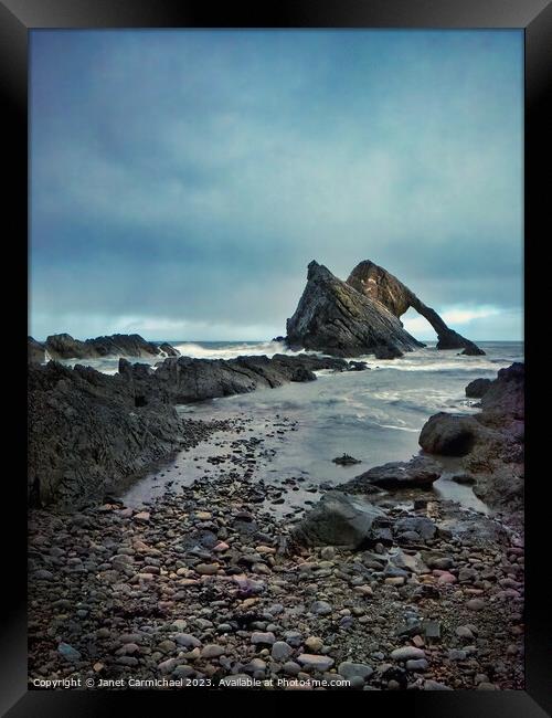 Stormy Seas at Bowfiddle Rock Framed Print by Janet Carmichael