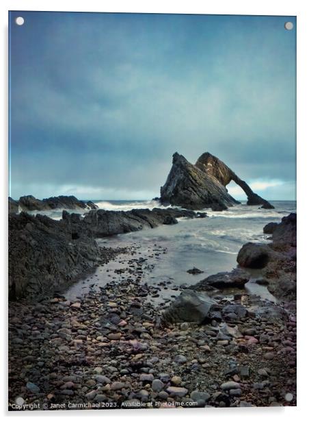 Stormy Seas at Bowfiddle Rock Acrylic by Janet Carmichael