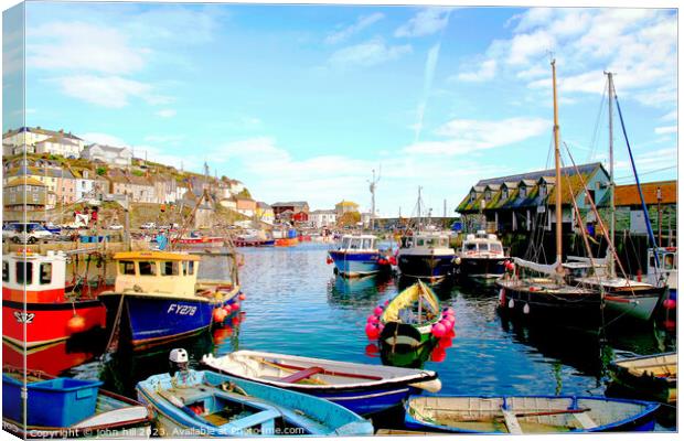 Mevagissey harbour in Autumn. Canvas Print by john hill