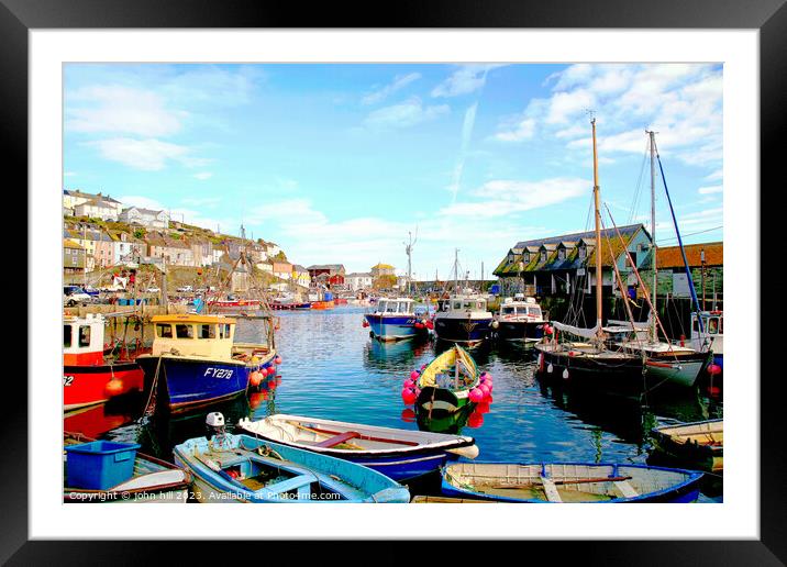 Mevagissey harbour in Autumn. Framed Mounted Print by john hill