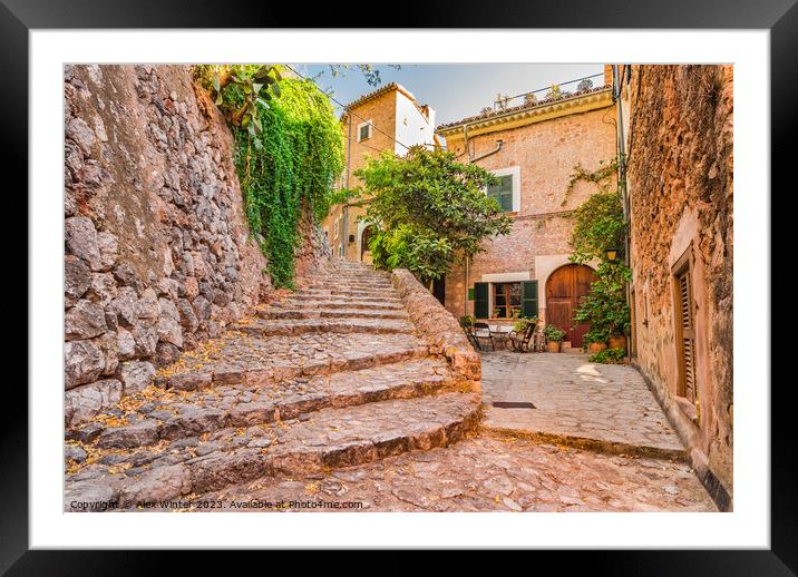 Spain Mallorca, old village of Fornalutx, Balearic Framed Mounted Print by Alex Winter