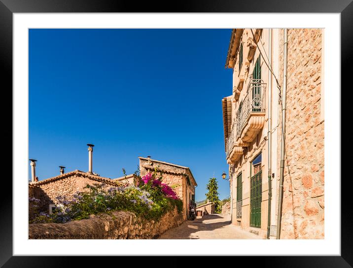 Beautiful street in Fornalutx village on Mallorca Framed Mounted Print by Alex Winter