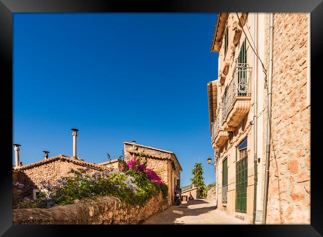 Beautiful street in Fornalutx village on Mallorca Framed Print by Alex Winter