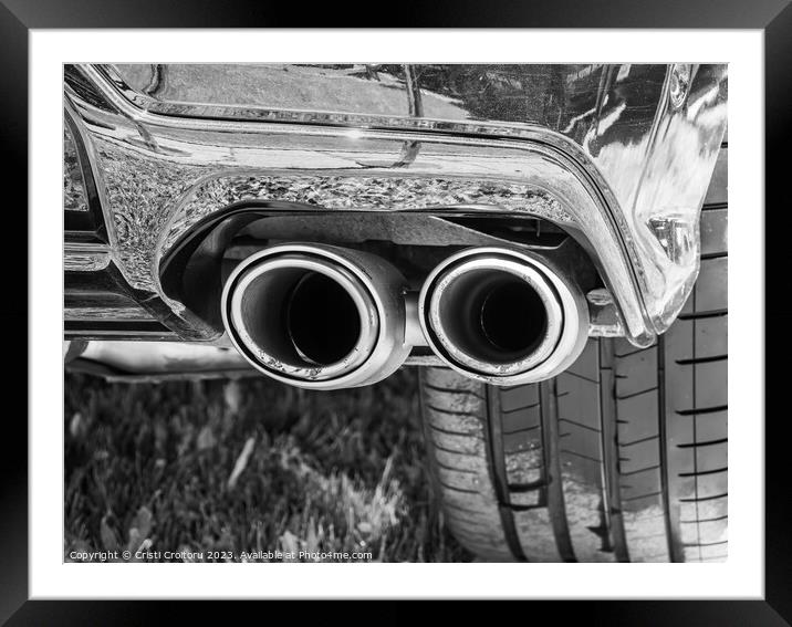 Double exhaust pipe Framed Mounted Print by Cristi Croitoru