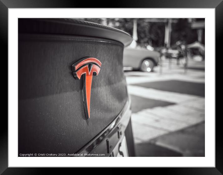 Tesla car. Framed Mounted Print by Cristi Croitoru