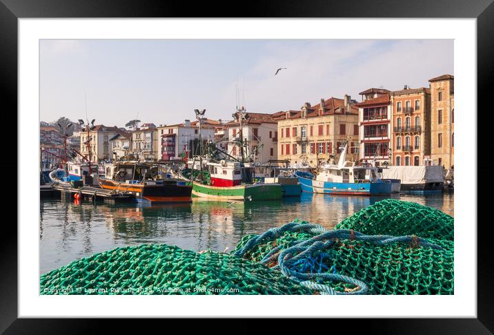 Fishing port of Saint-Jean-de-Luz,  France Framed Mounted Print by Laurent Renault