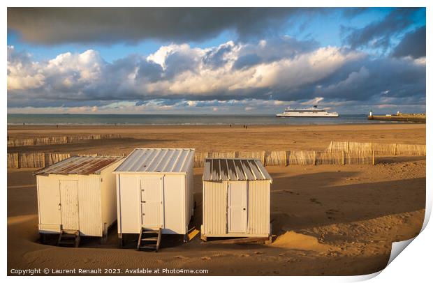 Beach in Calais harbor in France Print by Laurent Renault