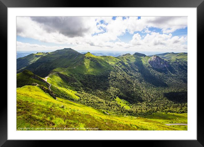 View from volcanic mountains in the summer Framed Mounted Print by Laurent Renault