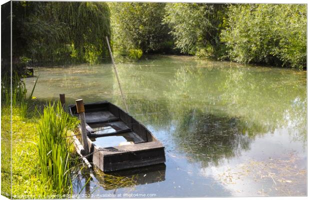 Small boat in marshes in Bourges Canvas Print by Laurent Renault