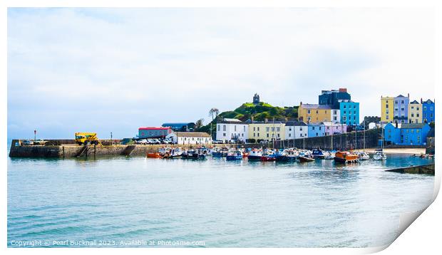 Colourful Tenby Harbour in Pembrokeshire Wales Pan Print by Pearl Bucknall