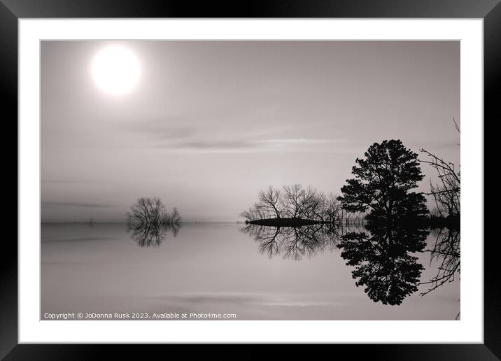 Reflections in Black and White Framed Mounted Print by JoDonna Rusk