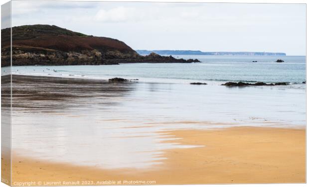 Pastel feeling of the coast and beach of Erquy, Brittany, France Canvas Print by Laurent Renault