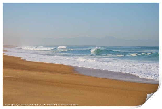 Waves breaking on the shore of Biarritz Print by Laurent Renault