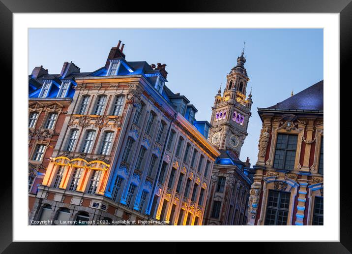 Belfry and Grand Place in Lille Framed Mounted Print by Laurent Renault