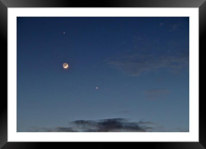 Jupiter, Moon and Venus Conjunction Framed Mounted Print by Susan Snow