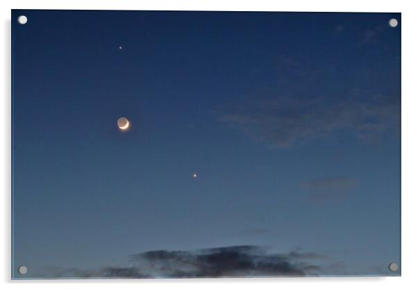 Jupiter, Moon and Venus Conjunction Acrylic by Susan Snow