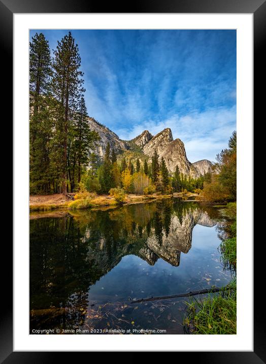 Three Brothers Reflection Framed Mounted Print by Jamie Pham