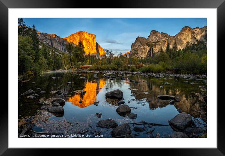 Golden View Framed Mounted Print by Jamie Pham