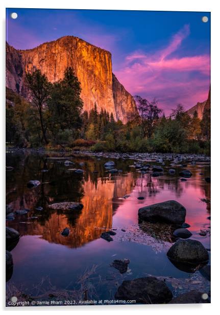 Last Light on El Capitan Acrylic by Jamie Pham