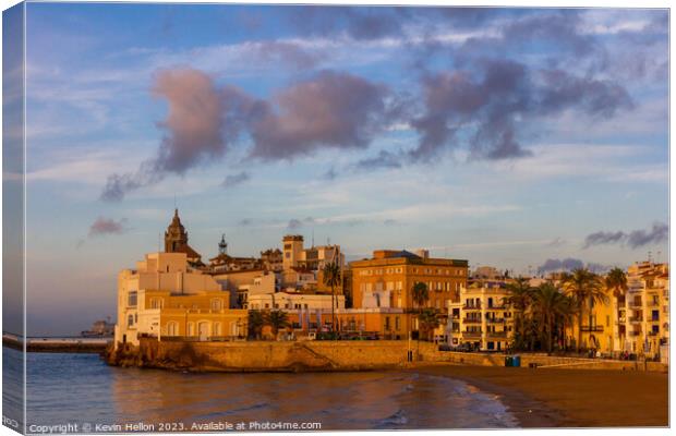 View of Sitges, Spain basking in the early morning Canvas Print by Kevin Hellon
