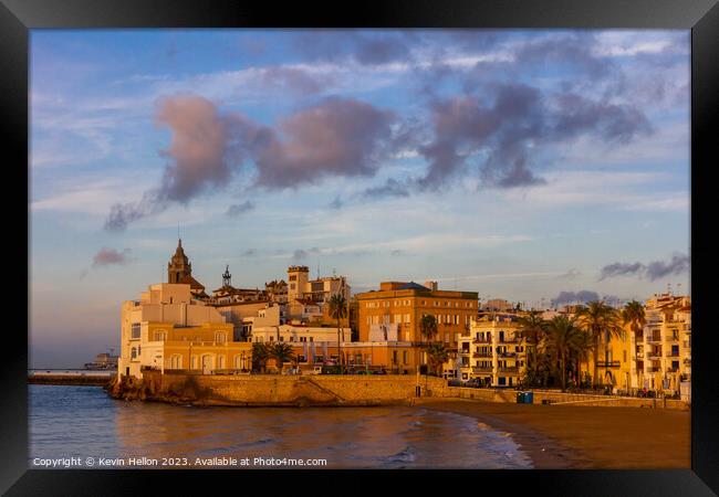 View of Sitges, Spain basking in the early morning Framed Print by Kevin Hellon