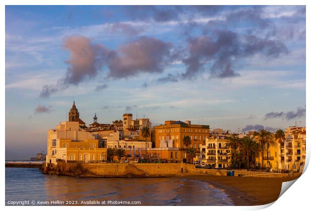 View of Sitges, Spain basking in the early morning Print by Kevin Hellon